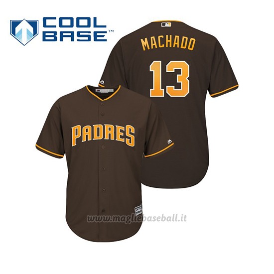 Maglia Baseball Bambino San Diego Padres Manny Machado Cool Base Majestic Marrone